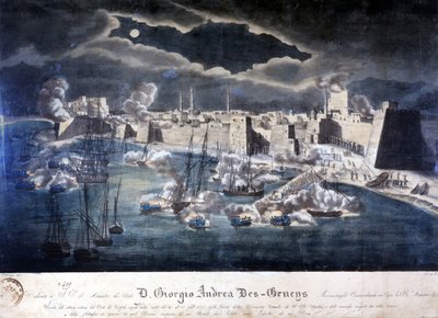 1825年に行われた蛮族の海賊対策で、サルデーニャ海軍がトリポリの港を攻撃。 作： Italian School