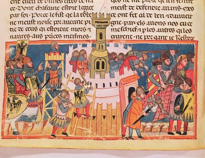 スエトニウス（c.75-150）によって「ルヴィーテジDodiciチェーザリ」（ベラム）から、砦の攻撃 作： Italian School