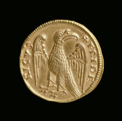 フレデリック2世のアウグスタリス2世（1198〜1250年）、シチリア王国とイタリア南部、メッシーナミント、1231〜50年（逆）（金色）（表は168052を参照） 作： Italian School