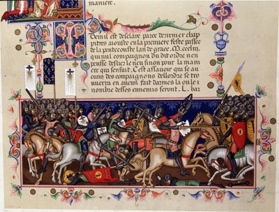 十字軍時代の戦闘シーン - ナポリ、聖霊の騎士団（聖霊の騎士団）の制定物の詳細 作： Italian School
