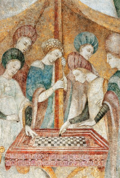 Bicocca degli Arcimboldi: 15 世紀のフレスコ画、チェッカー ゲームの詳細 (フレスコ画) 作： Italian School