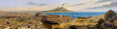 イタリア・ナポリの王宮とプレビシート広場の鳥瞰図 作： Italian School