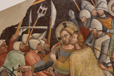 モンテファルコの聖フランシスの右後陣のマスターによるキリストの捕獲、独立したフレスコ画、XIV世紀の終わり 作： Italian School