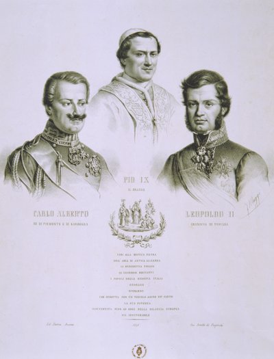 チャールズアルバート、Pius IXおよびLeopold II、1848 作： Italian School