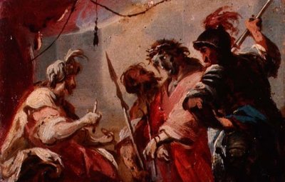ピラトの前のキリスト」1700年頃（カードに油彩） 作： Italian School