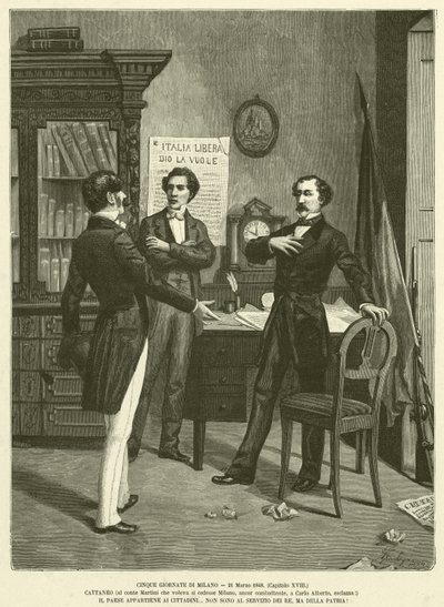 ミラノの5日間、1848年3月21日（エングレーヴィング 作： Italian School