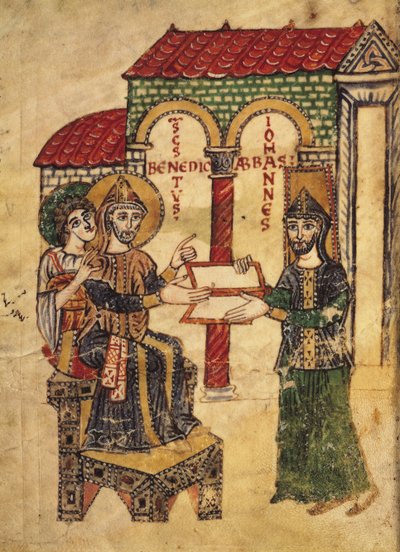 コーデックス73修道院長ジョンは、聖ベネディクト（c.480-c.550）に文書を提供しました。修道院長であり、モンテカッシーノの創設者であり、聖パウロの修道院の規則に関する解説から、イタリア人915のディーコンポールによって書かれました。 作： Italian School