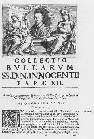 教皇インノセント12世の教皇書簡集(エングレーヴィング) 作： Italian School