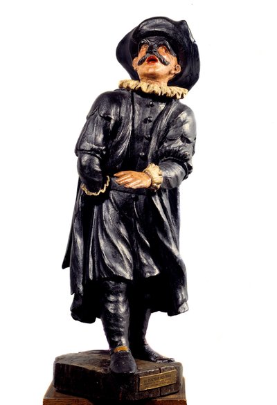 コメディア・デラルテ：セラフィン劇場のバランツォーネ（ボローニャの博士）（ボローネ）のキャラクター。18世紀のイタリア派の多色木彫。パリ、カルナヴァレ美術館 作： Italian School