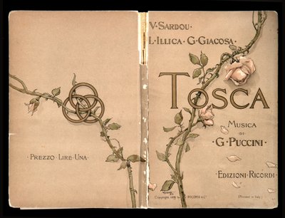 表紙は、ジャコモ・プッチーニ作「トスカ」のLibretto della Tosca, Edizione Ricordi, Italy。 作： Italian School