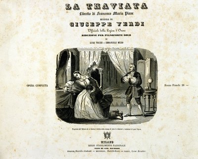 ジュゼッペ・ヴェルディの「椿姫」のブックレットの表紙 作： Italian School