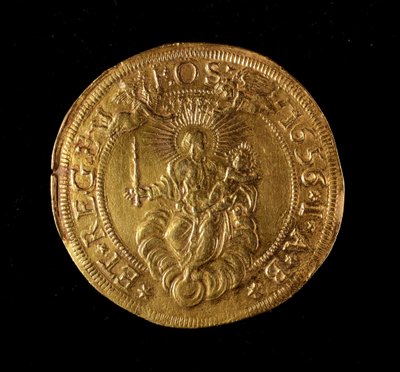 ジュネーヴ共和国の通貨：12.5金のドッピー・コイン。直径61mm。1656.裏面。ゲネス共和国新旧対照表（Inv.6453) 作： Italian School