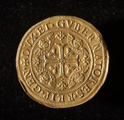 ジュネーヴ共和国の通貨：12.5金のドッピー・コイン。直径61mm。1656.正面。ゲネス共和国新世紀美術館(Inv.6453) 作： Italian School