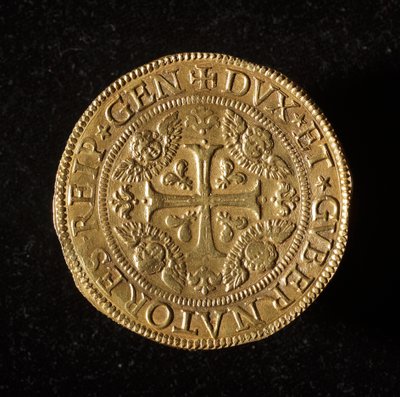 ジュネーヴ共和国の通貨：12.5金のドッピー・コイン。直径61mm。1656年、正面ゲネス共和国新世紀美術館(Inv.6456) 作： Italian School