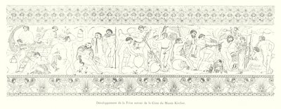 キルヒャー博物館のシストの周りのフリーズの展開図（エングレービング 作： Italian School