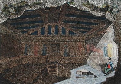 エトルリア人の墓の発見」...フィエーゾレで出版されたフランチェスコ・インギラミ（1772-1846）の「Monumenti Etruschi」の図版 作： Italian School