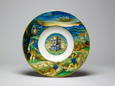 イザベッラ・デステ礼拝堂の皿 1524-25年頃（錫釉土器） 作： Italian School