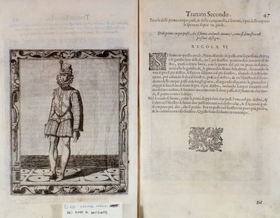 イタリアのダンサー、チェザーレネグリによるルグラティダモーレ（Le Grazie dAmore）の2ページ、イルトロンボーン（1536-1604）と呼ばれる、ダンス条約 作： Italian School