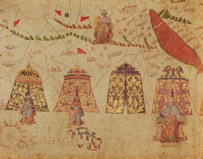 東アフリカと紅海、プレスタージョンとアフリカの伝説の王、ヴェスコンテデマッジョーロ作の地中海の地図の詳細、1563年 作： Italian School
