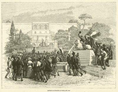 1849年のマッツィーニのローマ入城（版画 作： Italian School