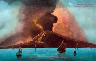 ヴェスヴィオ火山の噴火、1906年4月（カラーリトグラフ） 作： イタリア語学校
