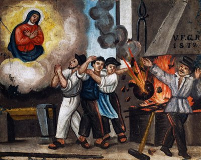 仕事中の爆発、エクスボト 作： Italian School