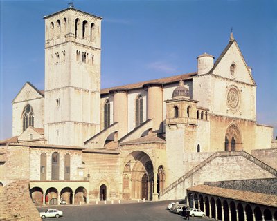 上と下の教会の外観、1228-53 作： Italian School