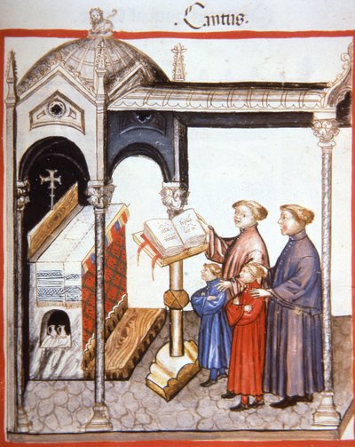 Fol.103r歌、Tacuinum Santiatis Codex Vindobonensisのイラスト 作： Italian School