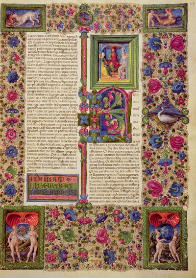 Fol.112r ボルソ・デステ聖書からの最初の王の書。 Vol 1 (ベラム) 作： Italian School