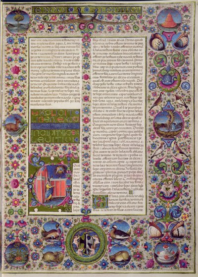 Fol.44r エステのボルソ聖書からのレビ記の冒頭の言葉。 Vol 1 (ベラム) 作： Italian School