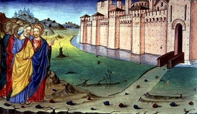 Fol.87v キリストはガリラヤに行く (ベラム) 作： Italian School