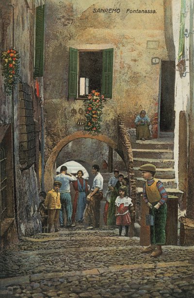 フォンタナッサ、サンレモ、イタリア（カラーリトグラフ） 作： Italian School