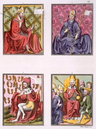 神聖ローマ帝国の歴史からの4人の人物、1820年代〜30年代 作： Italian School