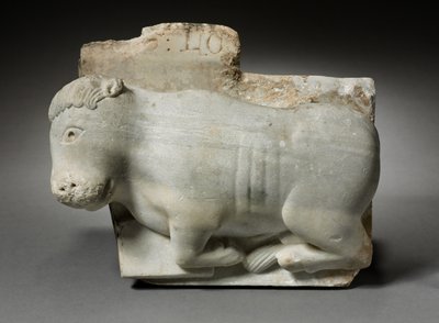 聖ルカの雄牛との首都の断片、1175-1200年 作： Italian School