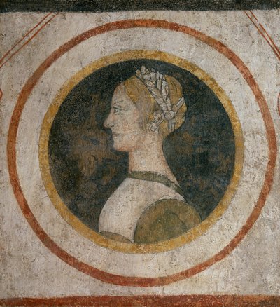 ヴィスマラ家の女性のフレスコ画、以前はレニャーノのカサ ヴィスマラにあった 作： Italian School