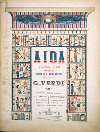 アイダのスコアの表紙、ジュゼッペヴェルディ（1813-1901） 作： Italian School