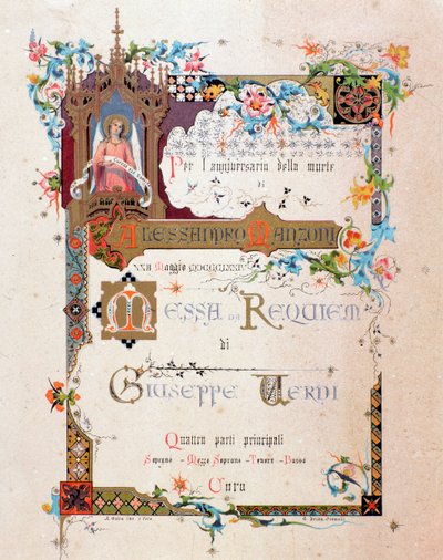 ヴェルディスのレクイエムの口絵、1874 作： Italian School