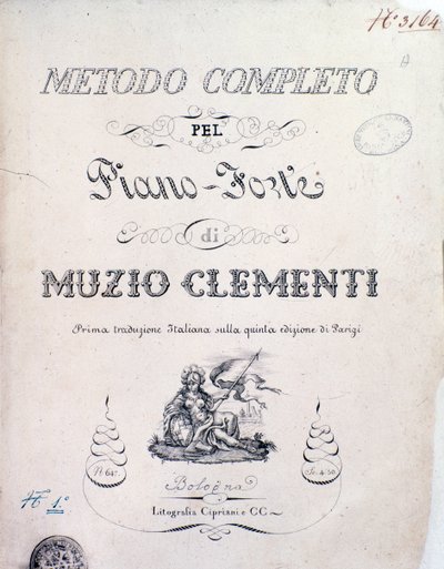 教科書の表紙、ムジオ・クレメンティによるピアノのための完全なメソッド 作： Italian School