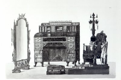 1810年にG.ダルゲンツィオによって彫刻された、ガエターノランディによる建築装飾からのギリシャスタイルの家具 作： Italian School