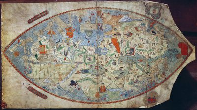 トスカネッリがデザインしたジェノバの世界地図 (ベラム) 作： Italian School