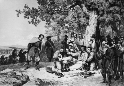 1862年のアスプロモンテの戦いで負傷したジュゼッペガリバルディ（1807-82） 作： Italian School