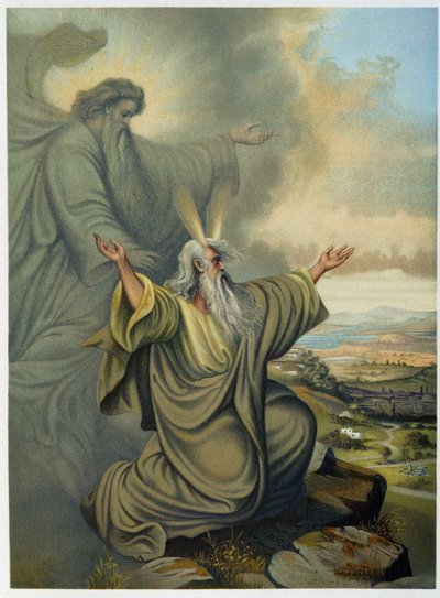 神がモーセに約束の地を示す-ジョバンニ・ラディスラオ・サイコラ著「Aurea Bibbia classica: storia della rivelazione divina nell