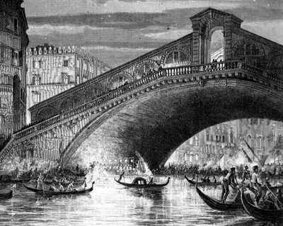カーニバル開催中の大運河とリアルト橋 作： Italian School