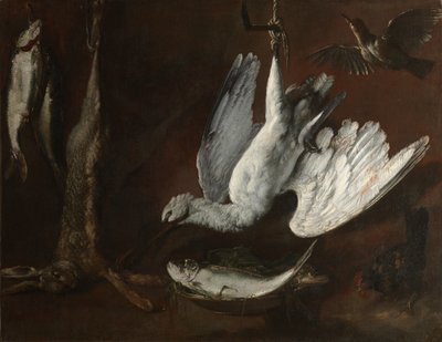 ウサギ、ヘラサギ、魚 1600年代半ば（油彩・カンヴァス） 作： Italian School