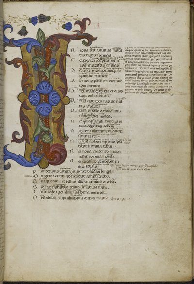 Harley 2769、f.3 Ovid の Metamorphoses の冒頭にあるイニシャル「I」(n) の装飾、1400 年頃 (ベラム紙にインクとカラー) 作： Italian School