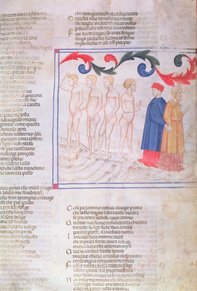 インフェルノXXIX f.21r偽造者のサークルのジェリデルベロ、ダンテアリギエーリ作 『The Divine Comedy』（1265-1321） 作： Italian School