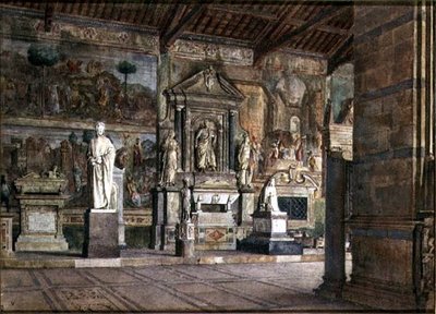 ピサのカンポ・サントの内部 1845年頃 （水彩・紙 作： Italian School