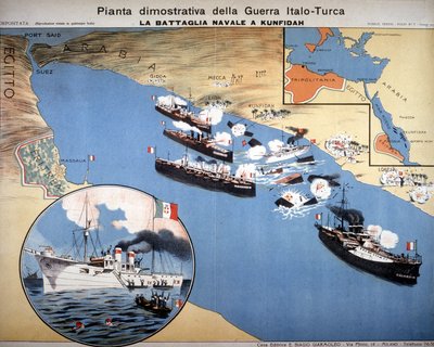 イタリア・トルコ戦争：紅海近くのクフィンダでの海戦 作： Italian School