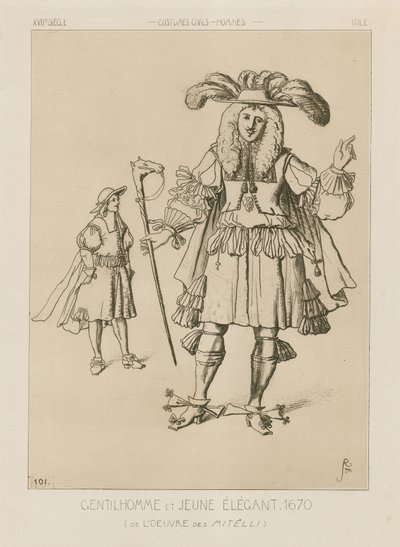イタリアの紳士でエレガントな若者、1670年 作： Italian School