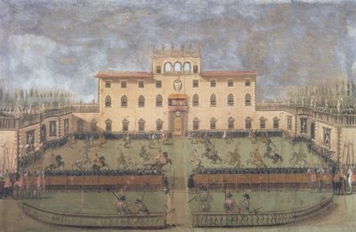 ポッジョアカイアーノのインペリアルヴィラでの馬上槍試合 作： Italian School